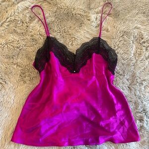 Victoria’s Secret Purple Satin Camisole with Black Lace Trim